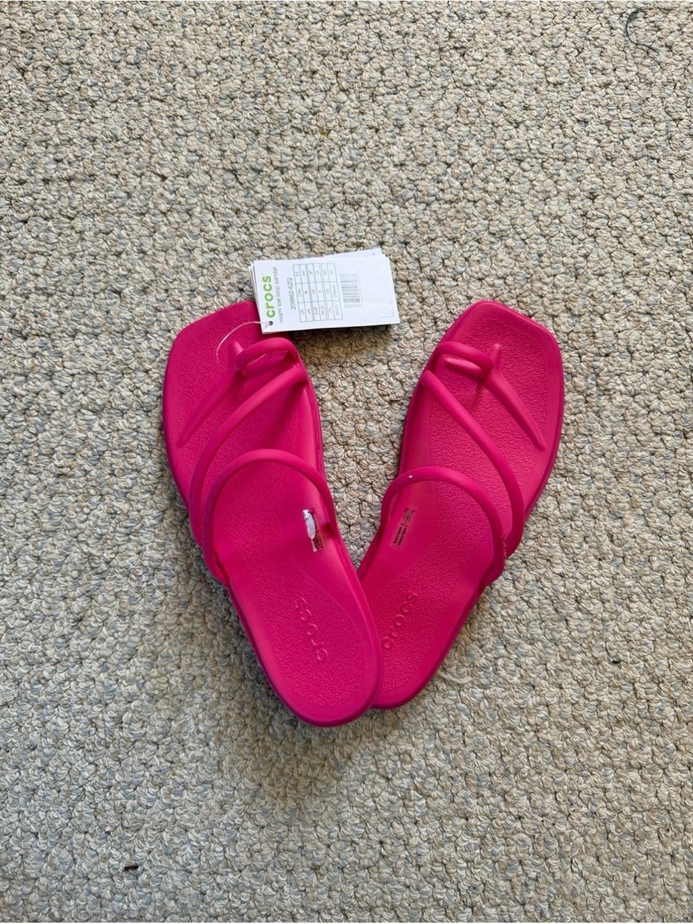 CROCS Women's Hot Pink Strappy Slide Sandals